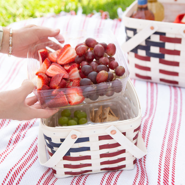 Mackinac Provision Picnic Basket with Lid and Protectors - Warm Cinnamon