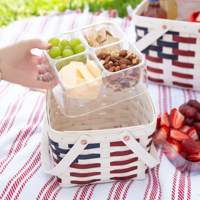 Mackinac Provision Picnic Basket with Protectors - Warm Cinnamon