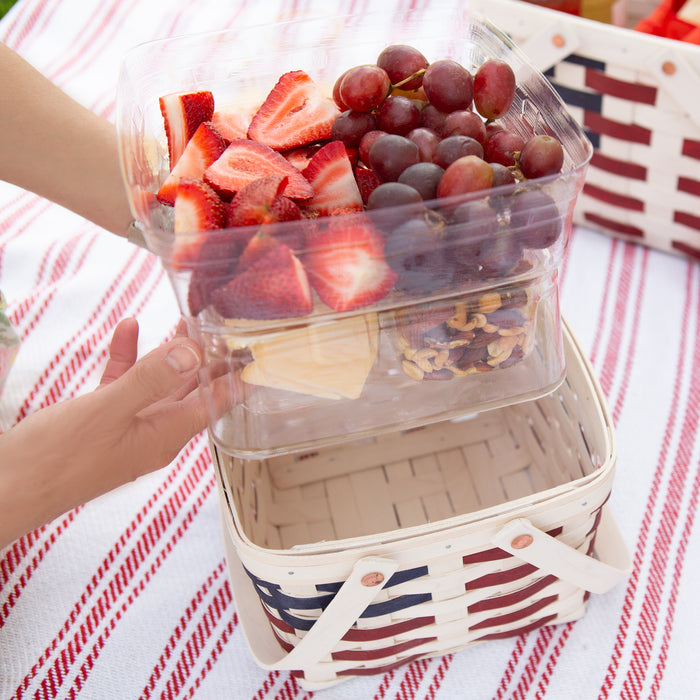 Mackinac Provision Picnic Basket with Lid and Protectors - Warm Cinnamon