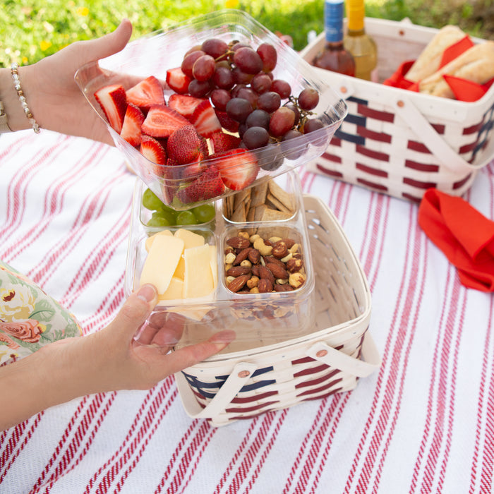 Mackinac Provision Picnic Basket with Lid and Protectors - Warm Cinnamon