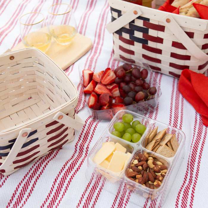 Mackinac Provision Picnic Basket with Protectors - Warm Cinnamon