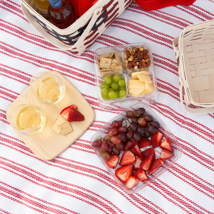 Spring Provision Picnic Basket with Lid and Protectors - Blueberry