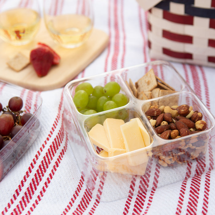Americana Provision Picnic Basket with Lid and Protectors - White
