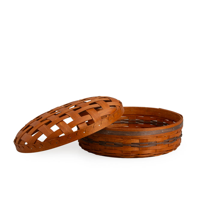 Thanksgiving Pie Basket with Lid and Protector - Warm Cinnamon and Dark Roast