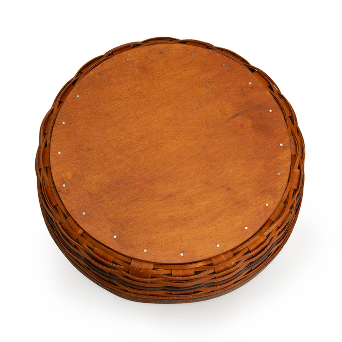 Thanksgiving Pie Basket with Lid and Protector - Warm Cinnamon and Dark Roast