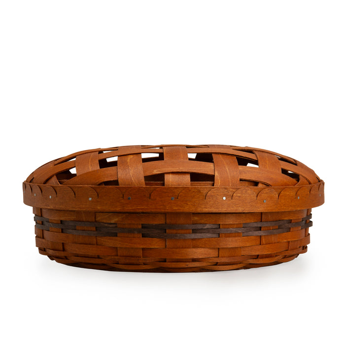 Thanksgiving Pie Basket with Lid and Protector - Warm Cinnamon and Dark Roast