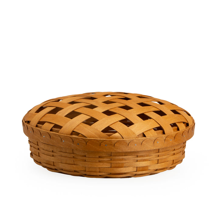 Thanksgiving Pie Basket with Lid and Protector - Warm Brown