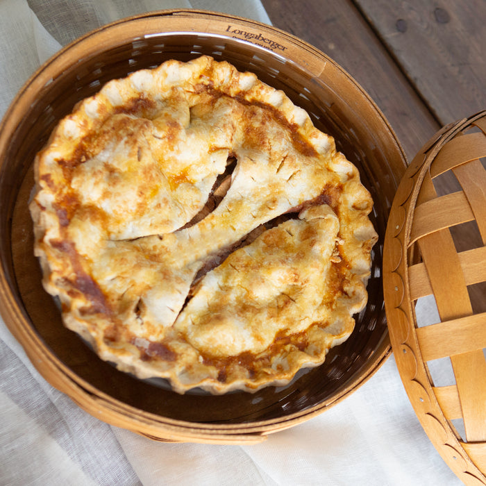 Thanksgiving Pie Basket with Lid and Protector - Warm Brown