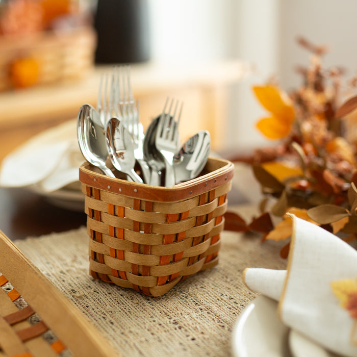 Thanksgiving Miniature Utensil Basket with Protector - Autumn Patchwork