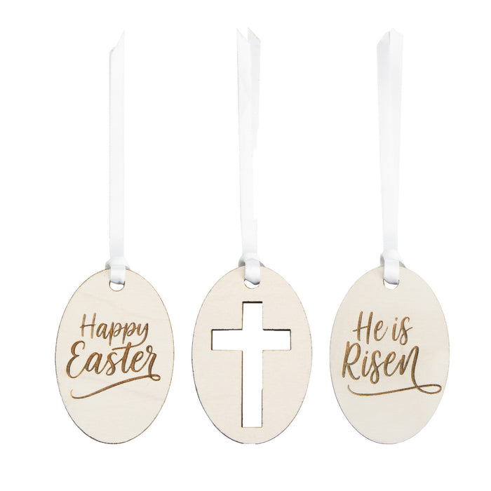 Easter Wooden Tie-On Trio - White