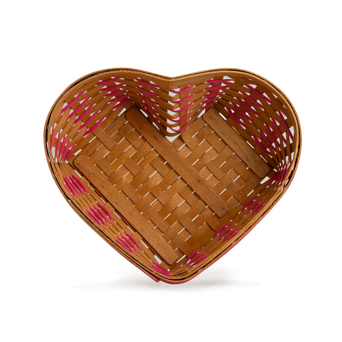 Valentine's Day Woven Heart Basket with Protector - Pink
