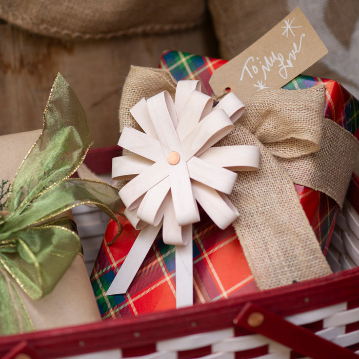 Woven Bow Duo - 1973 White-Holiday Decor-Woven Maple Basket-Longaberger