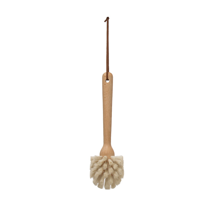 Beech Wood Dish Brush with Leather Strap