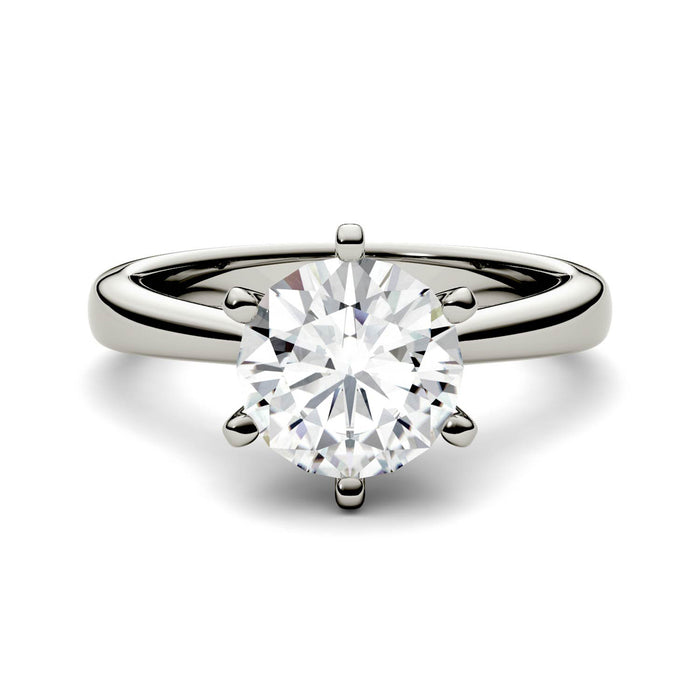 Charles & Colvard 1.9 cttw Moissanite Cathedral Solitaire Ring in 14k White Gold