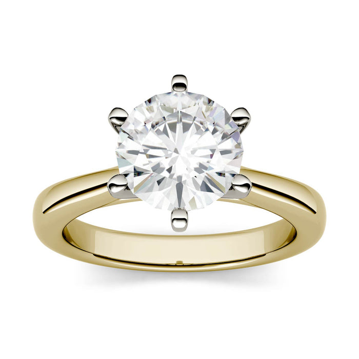 Charles & Colvard 1.9 cttw Moissanite Solitaire Ring in Two-Toned 14k White and Yellow Gold
