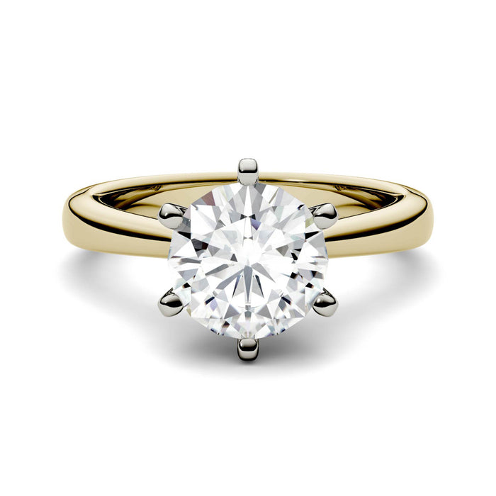 Charles & Colvard 1.9 cttw Moissanite Solitaire Ring in Two-Toned 14k White and Yellow Gold