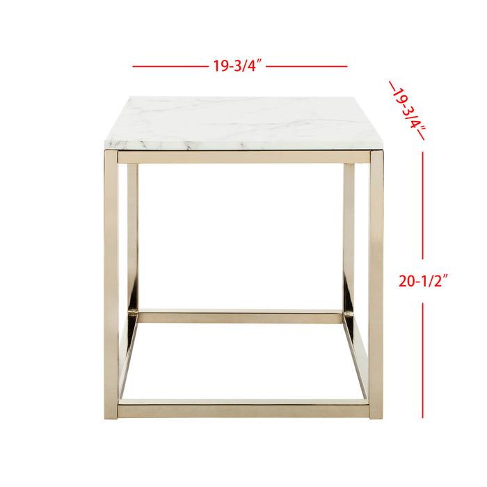 White & Brass Bethany Square End Table
