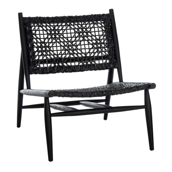 Black Bandelier Leather Weave Accent Chair