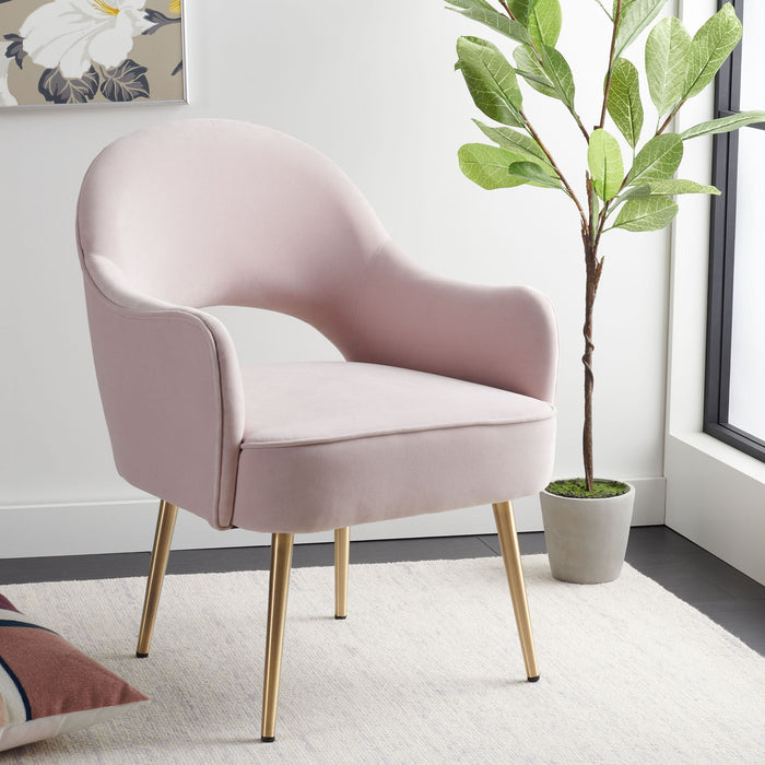 Light Pink Velvet and Gold Dublyn Accent Chair