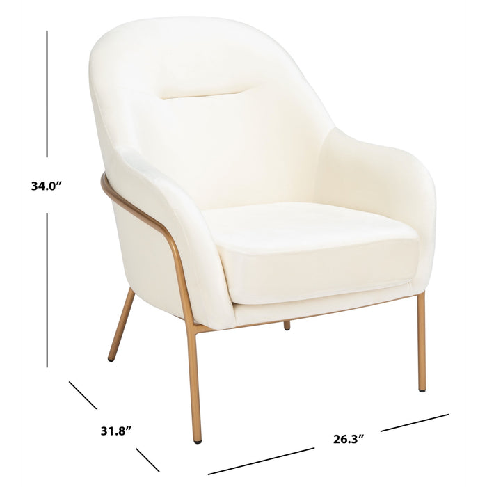 Cream & Gold Eleazer Velvet Accent Chair