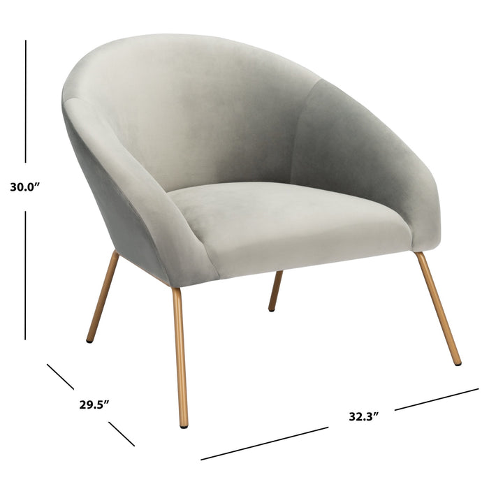 Grey Velvet & Gold Mandi Velvet Accent Chair