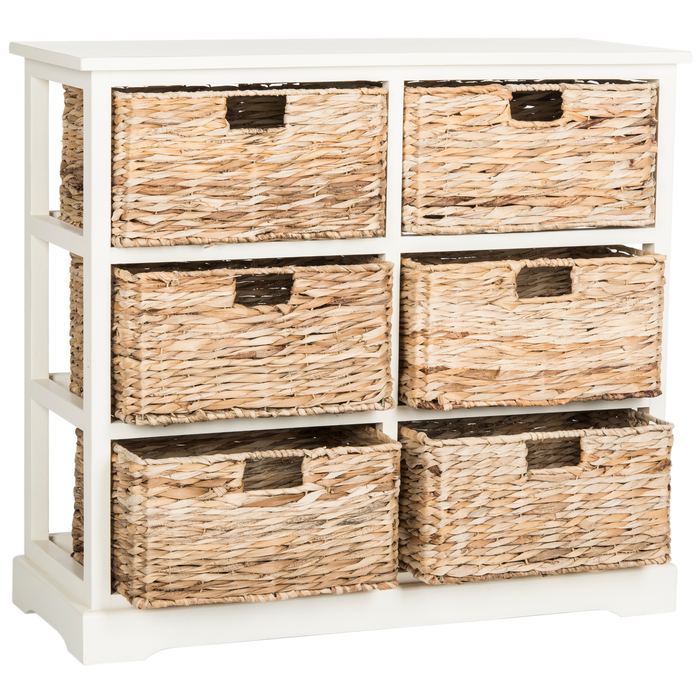 Distressed White Keenan Storage Chest with Wicker Drawers