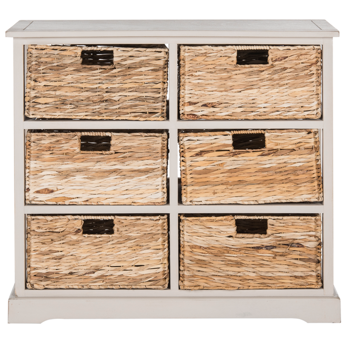 Decorative Storage Cabinet with Removable Woven Baskets -MFSTUDIO 6 Drawers / Black