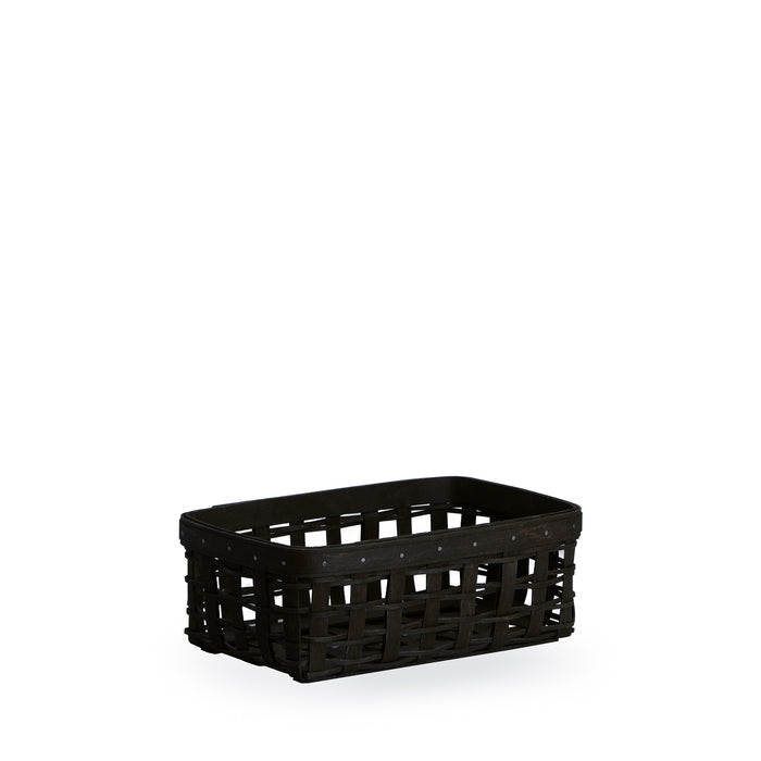 1896 Small Rectangle Organizing Open Weave Basket Set with Protector - Black