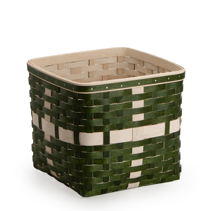 Holiday Present Basket Set with Protector and Lid - Bold Green and White