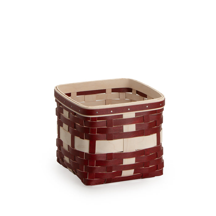 Small Holiday Present Basket with Protector and Lid - Bold Red and White