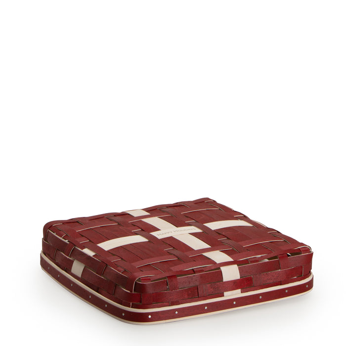 Holiday Present Basket Set with Protector and Lid - Red and White