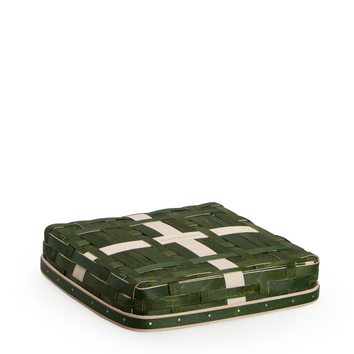 Holiday Present Basket Set with Protector and Lid - Bold Green and White