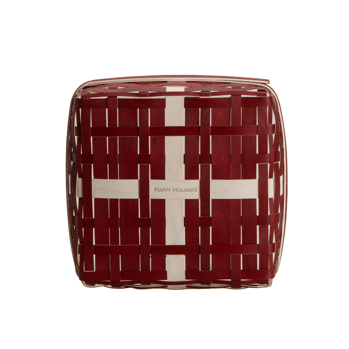 Holiday Present Basket Set with Protector and Lid - Red and White