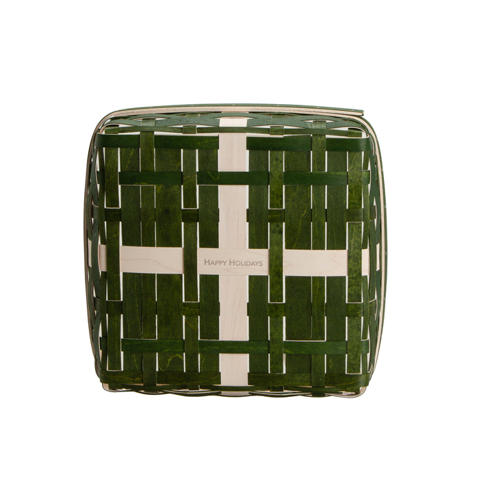Holiday Present Basket Set with Protector and Lid - Bold Green and White