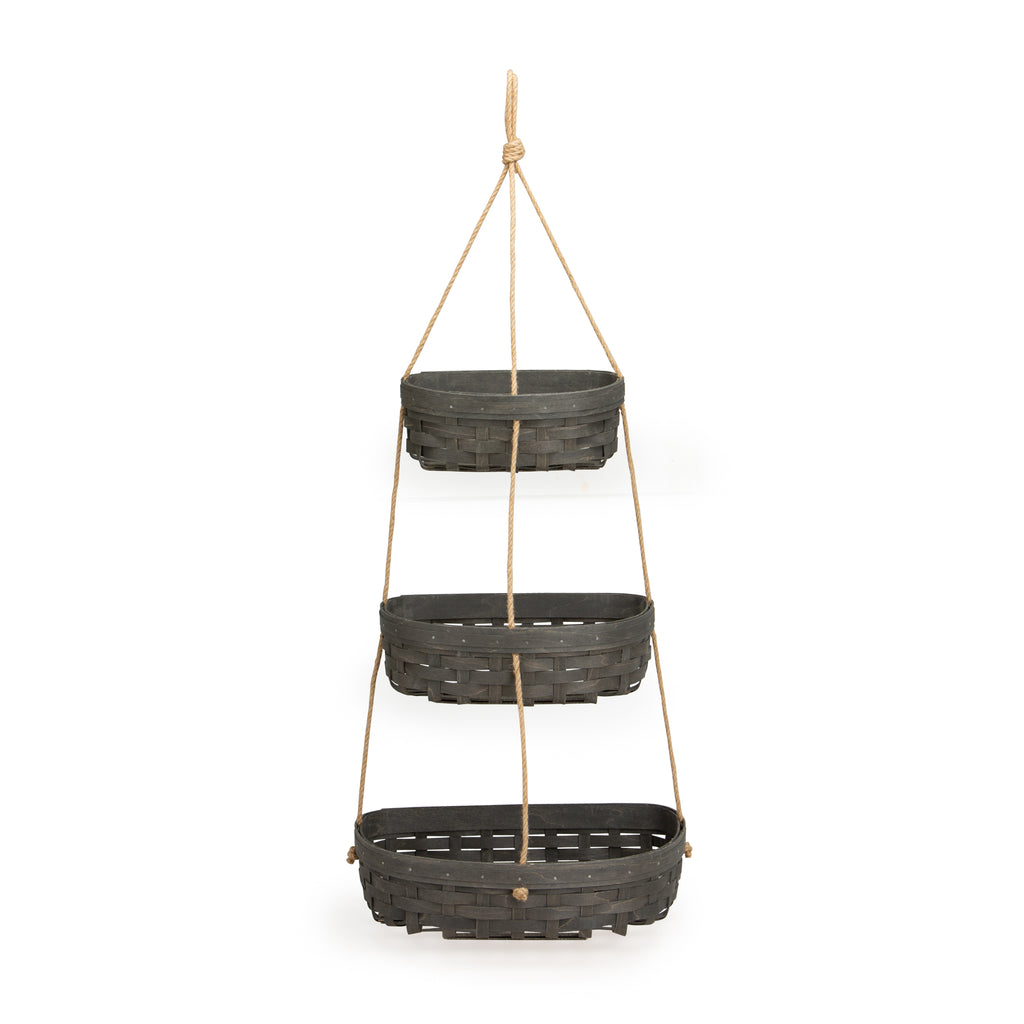 Hanging Three Tier Basket - Pewter
