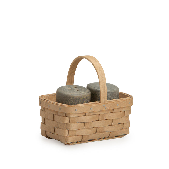 Salt & Pepper Holder Basket Set with Protector - Light Brown