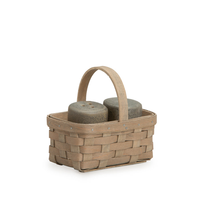 Salt & Pepper Holder Basket Set with Protector - Pale Grey