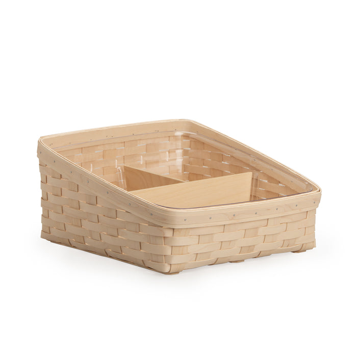 Tissue & Remote-Control Holder Basket Set with Protector and Dividers - Whitewashed