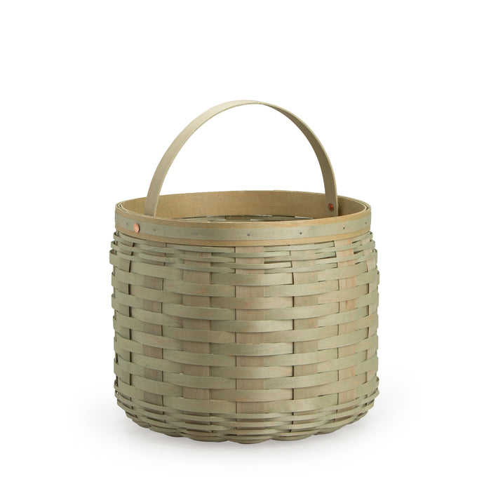 Soft Woven Leather Baskets Putty Set of Two