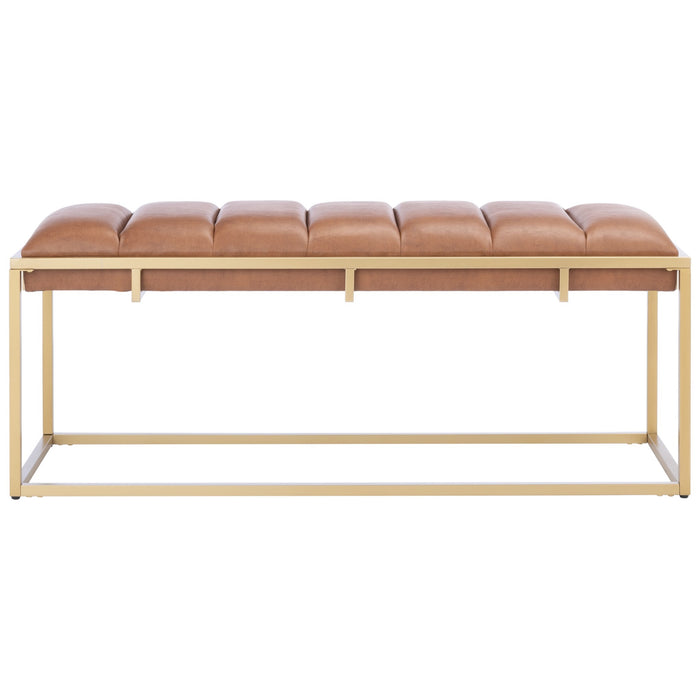 Brown & Gold Thalam Channel Tufted Bench