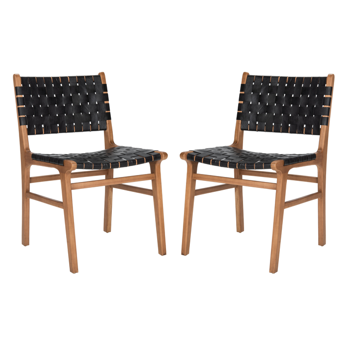 Black & Natural Taika Leather Dining Chair Set