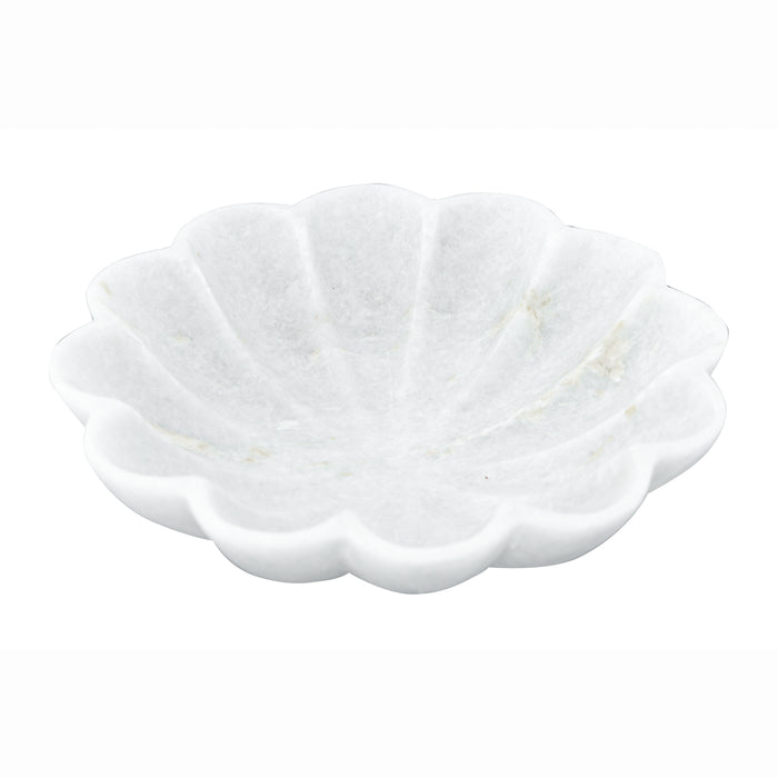 Scalloped White Marble Dish