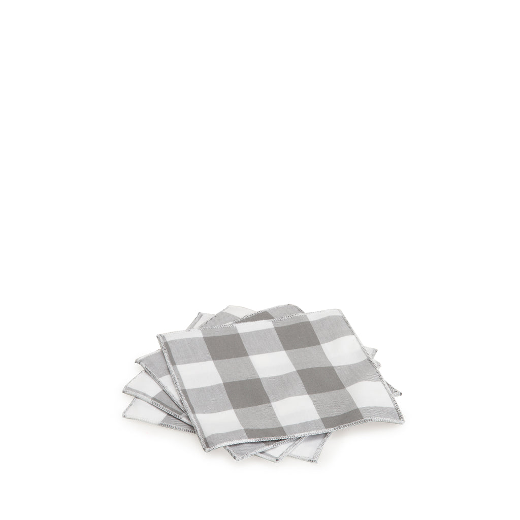 Cocktail Napkin Set - Grey Gingham