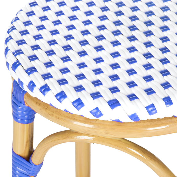 Blue And White Kipnuk Indoor Outdoor Stacking Bar Stool