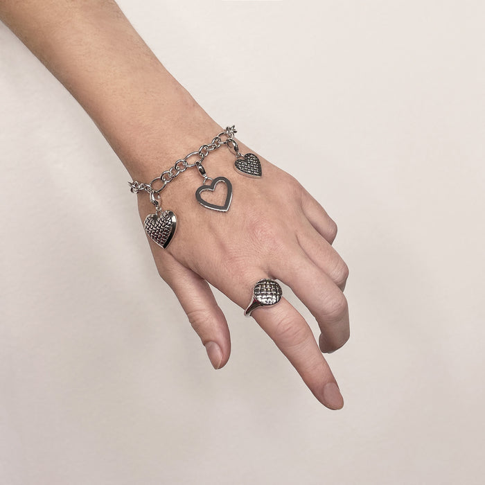 RARE Tiffany amp Co sterling silver 925 multi open heart charm bracelet  8  eBay