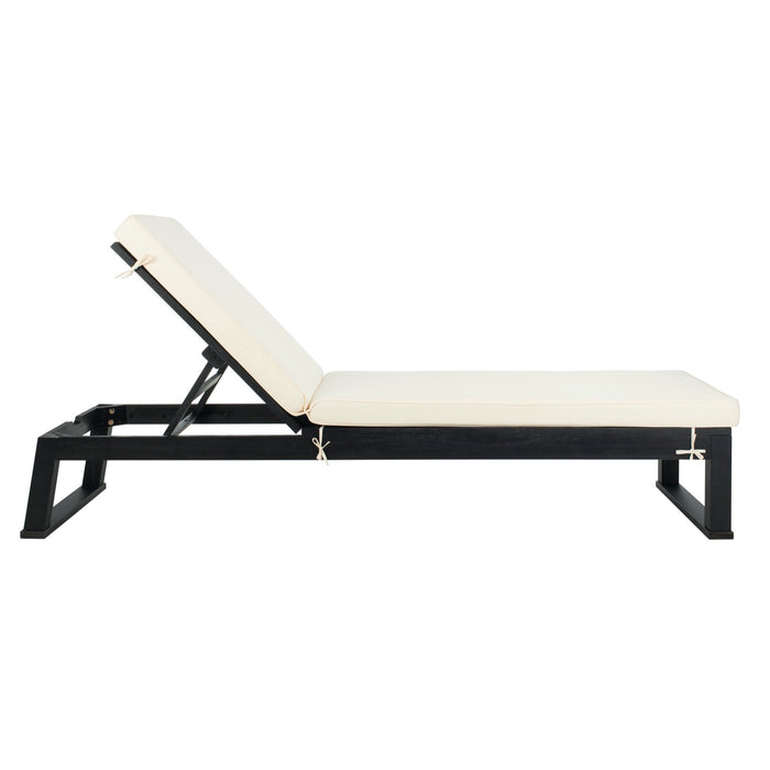 Black Solano Sunlounger with Beige Cushion
