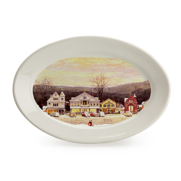 Norman Rockwell Holiday Oval Serving Tray