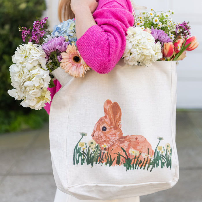 Longaberger x Paint&Petals Bunny with Daisies Tote Bag