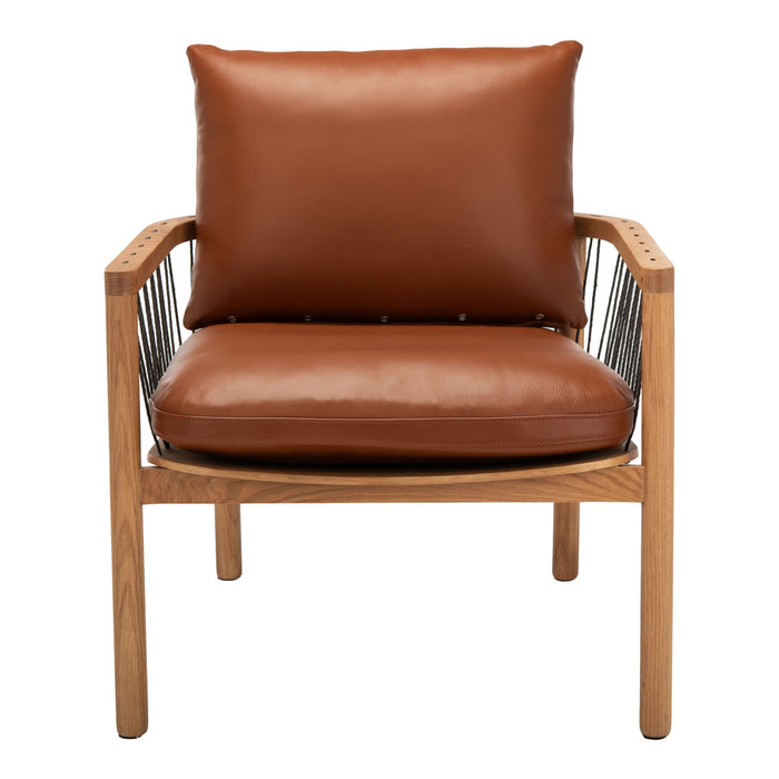 Caramel Mid-Century Leather Chair
