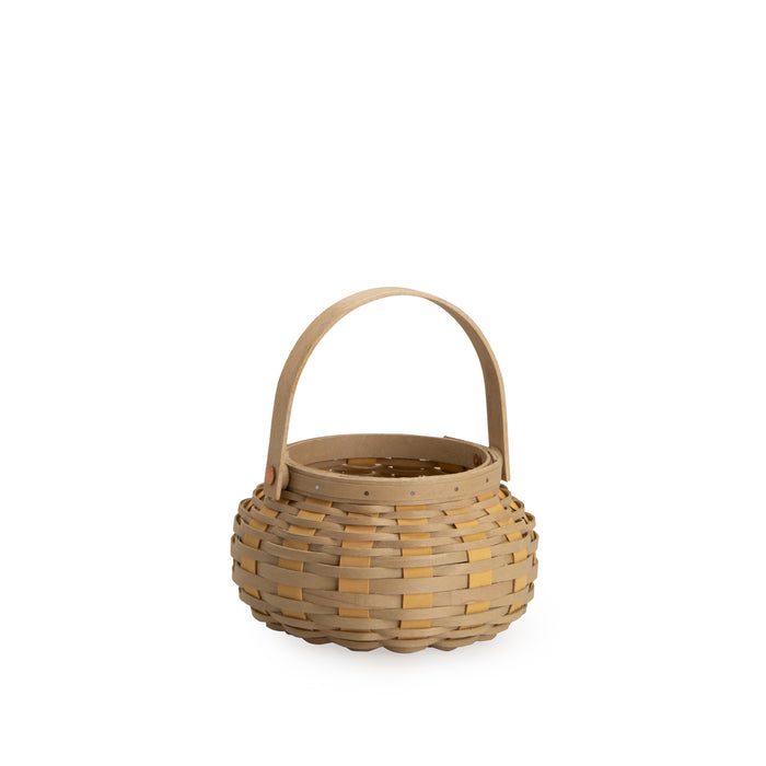 Khaki Sage & Light Yellow Small Round Harvest Basket